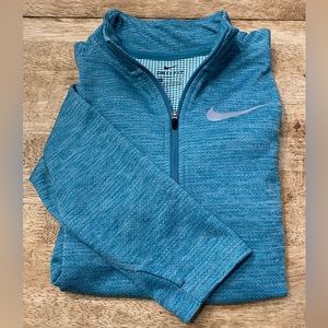 Nike Dri Fit Youth‎ XL Striated Teal Green Poly Quarter Zip Athletic Pullover